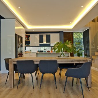 Beautiful laminate herringbone installation throughout a Home in Zimbali.